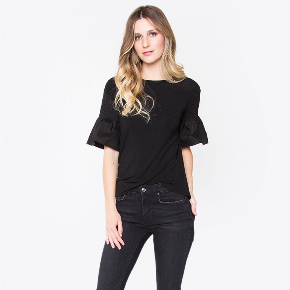 Black Bell Sleeve Knit Top